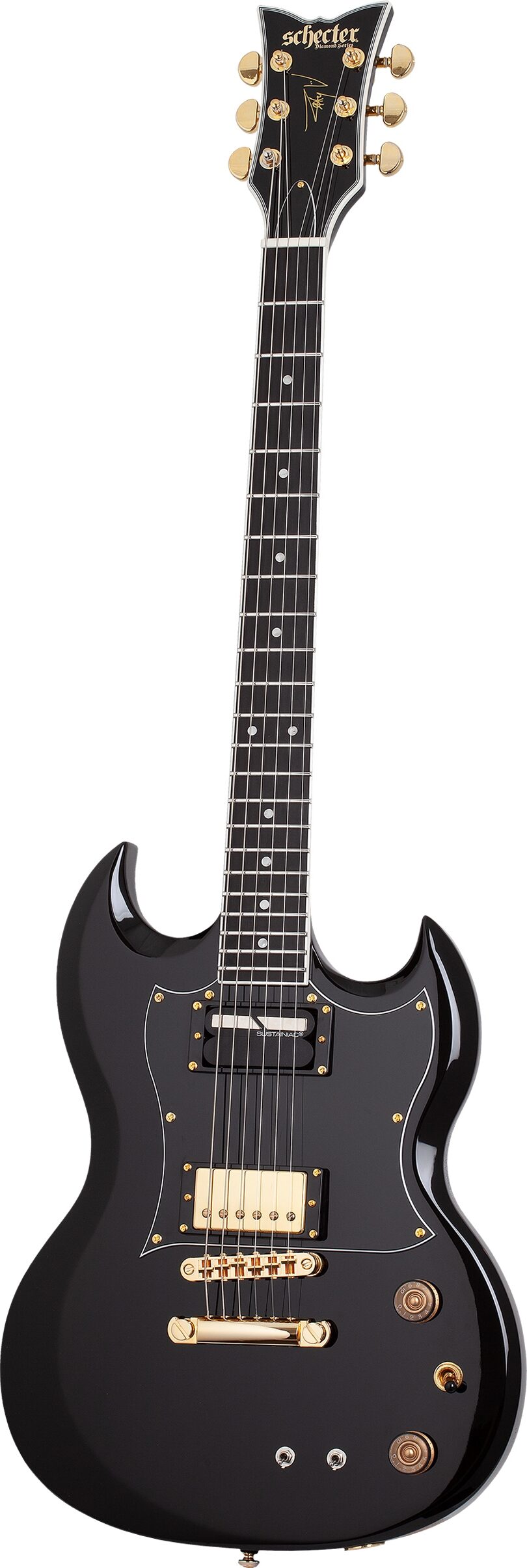 Schecter ZV-H6LLYW66D-S Zacky Vengeance Electric Guitar, Gloss Black, Action Position Back
