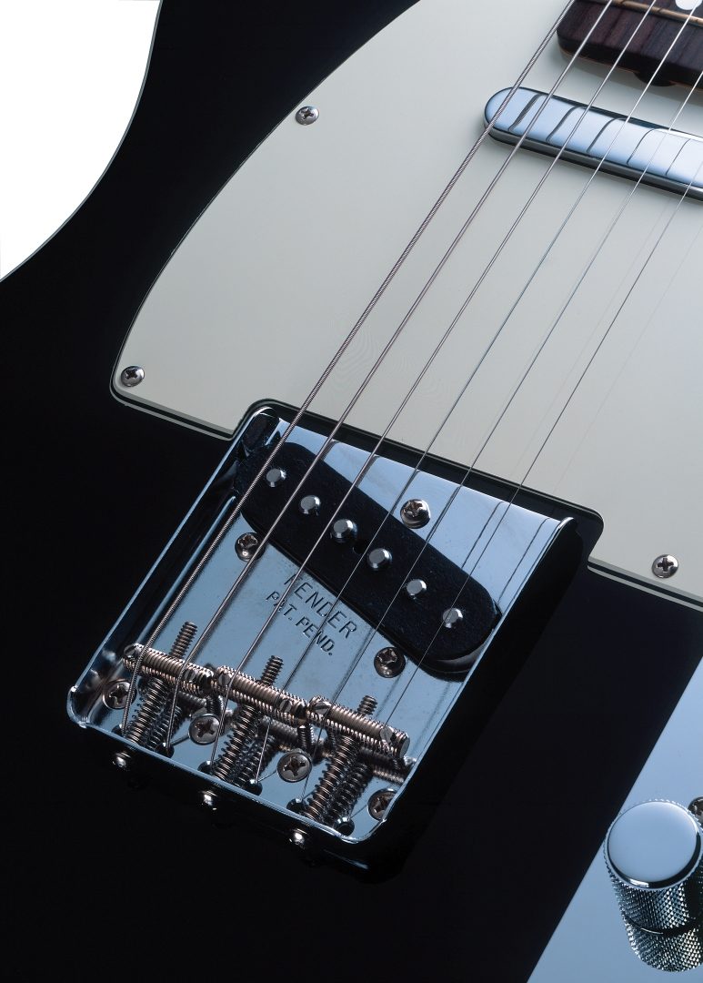 Fender American Vintage '62 Custom Telecaster Electric Guitar with Case, Black Closeup