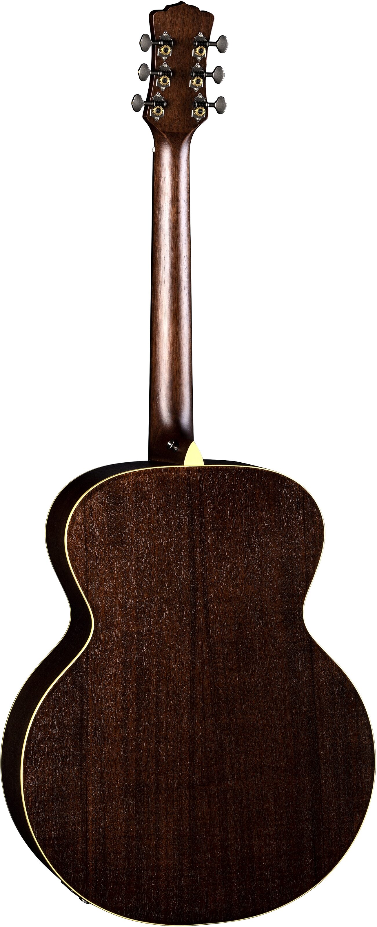 Luna Art Distressed Vintage Jumbo Acoustic-Electric Guitar, Main with head Back