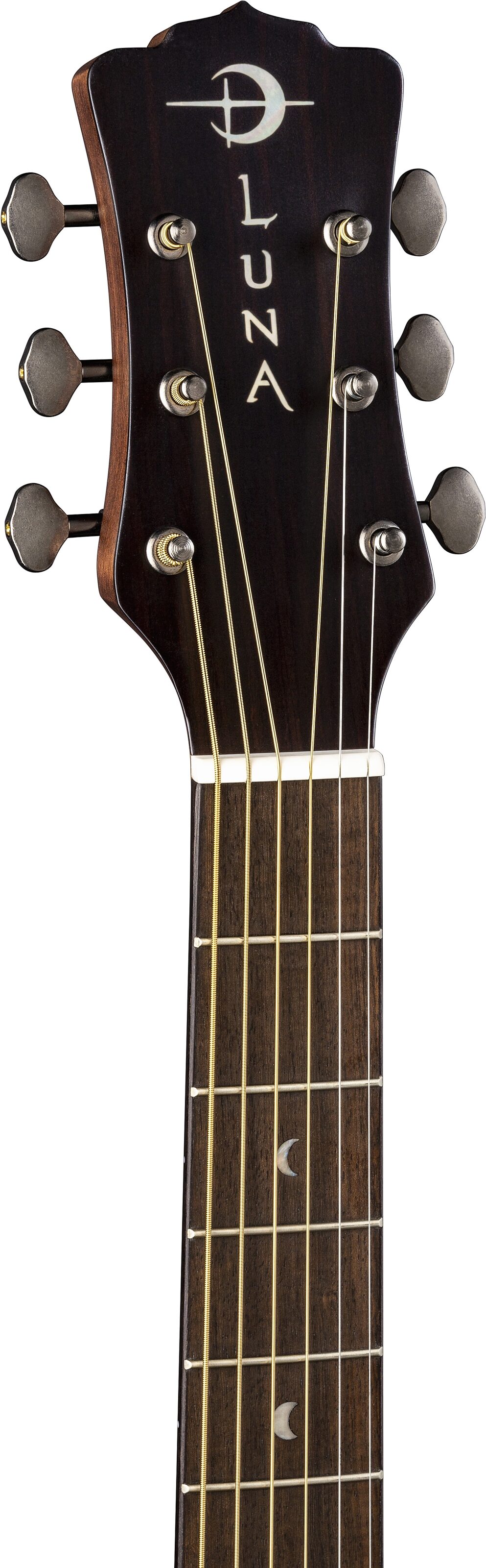 Luna Art Distressed Vintage Jumbo Acoustic-Electric Guitar, Detail Headstock