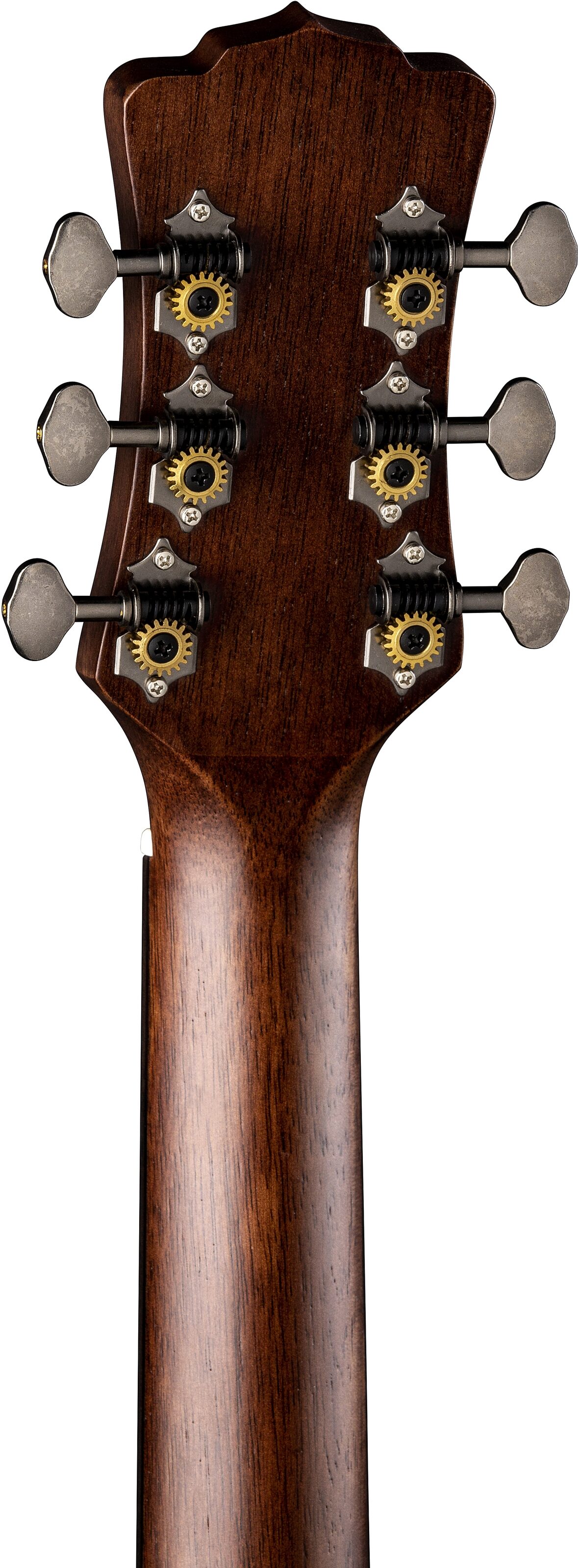 Luna Art Distressed Vintage Jumbo Acoustic-Electric Guitar, Rear detail Headstock