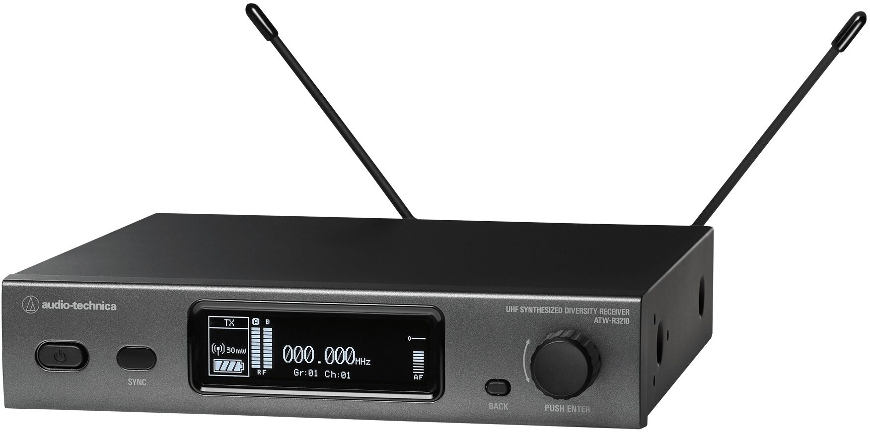Audio-Technica ATW-3211/894X 3000 Series Wireless Headworn Microphone System, Receiver Angle
