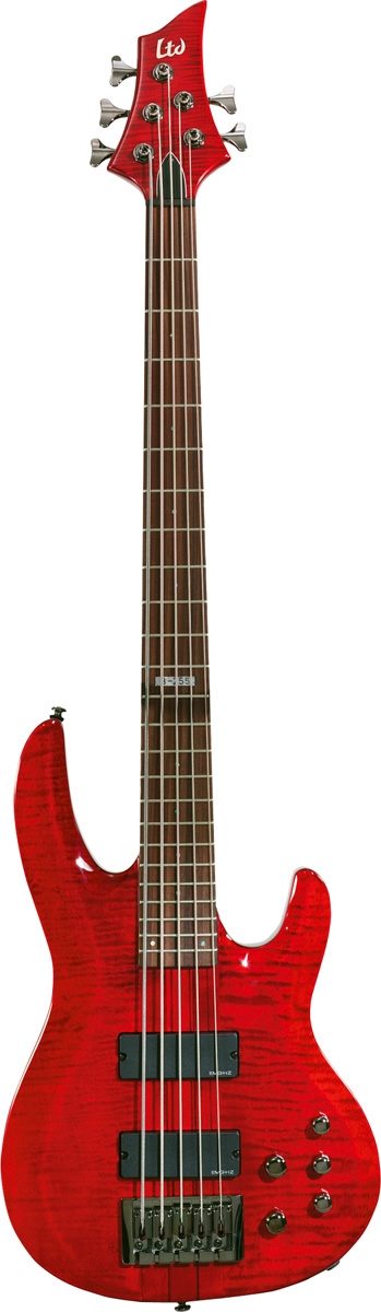 ESP LTD B255 5-String Electric Bass, See Thru Black Cherry