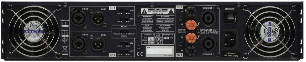 Cerwin-Vega CV2800 Power Amplifier (2,800 Watts), Rear