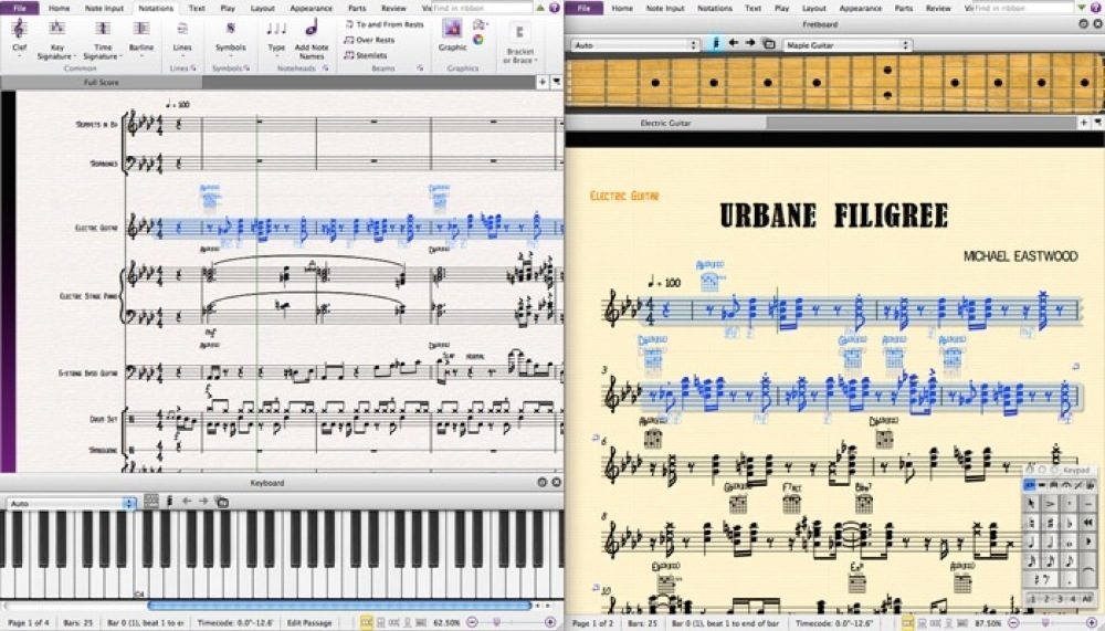 Avid Sibelius 7 Professional Notation Software, Composition Screen