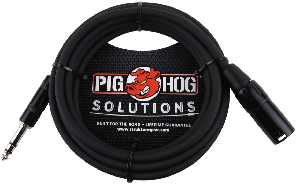 Pig Hog 1/4" TRS (Male) to XLR (Male) Adaptor Cable, 5 foot, Main