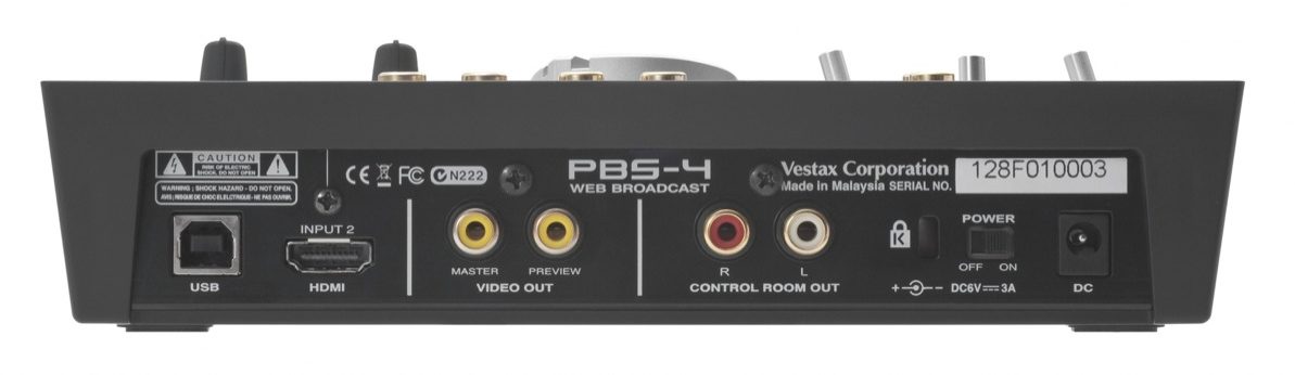 Vestax PBS-4 Live Web Broadcasting A/V Video Mixer, Rear
