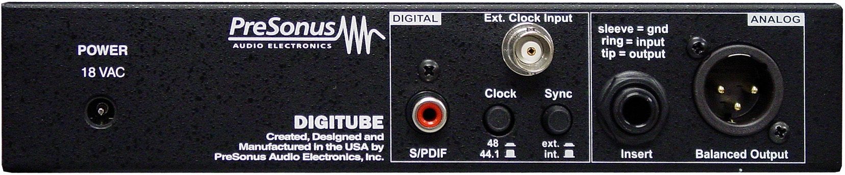 PreSonus Digitube Single Channel Tube Microphone Preamp, Back