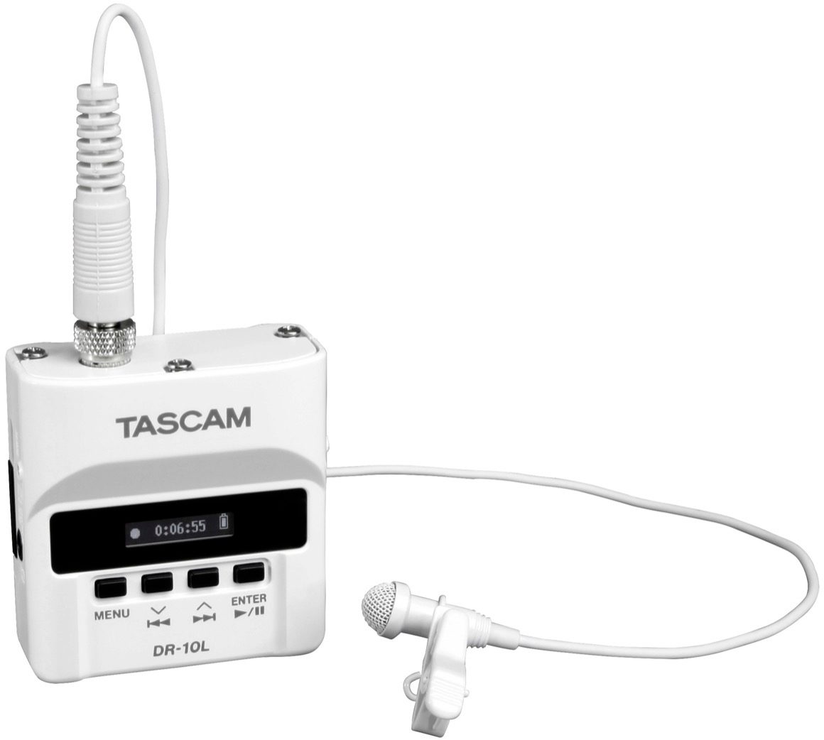 TASCAM DR-10L Digital Audio Recorder (with Lavalier Microphone), White, DR-10LW, Main