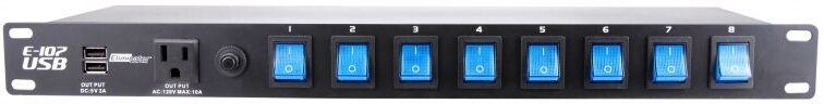 Eliminator E-107 USB Rack Mount Power Supply, New, Action Position Back
