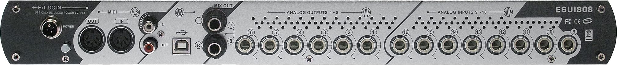 ESI Audio ESU1808 USB 2.0 Audio Interface, Rear