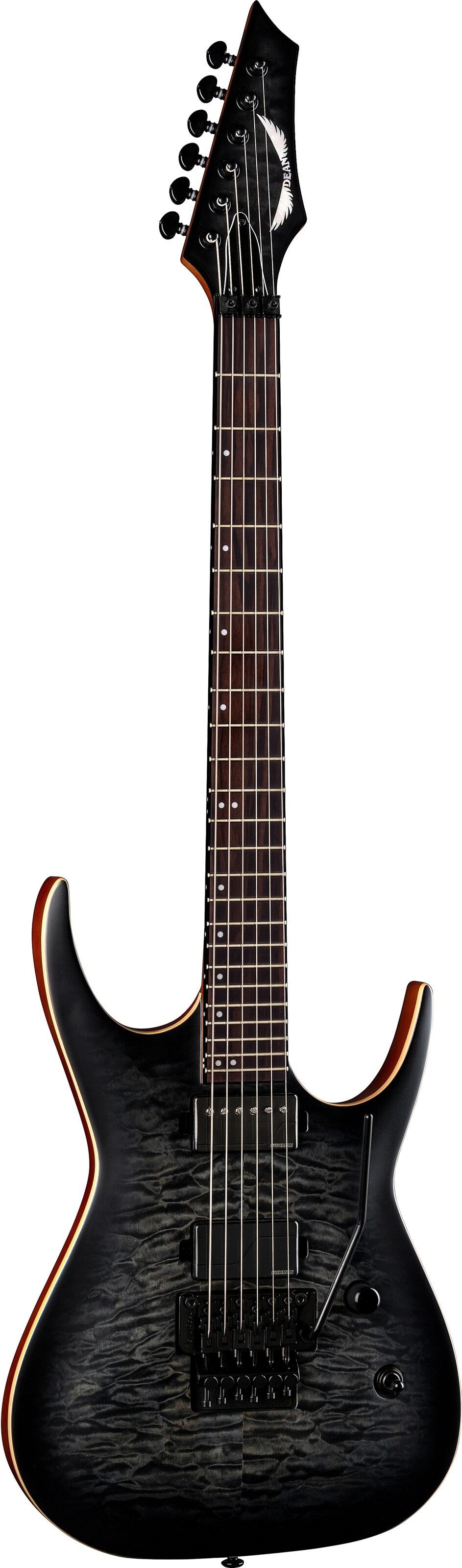 Dean Exile Select Floyd Neck-Thru Archtop SBB Electric Guitar, Main with head Front