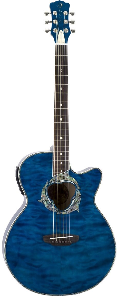 Luna Fauna Series Dolphin Acoustic-Electric Guitar, Transparent Blue