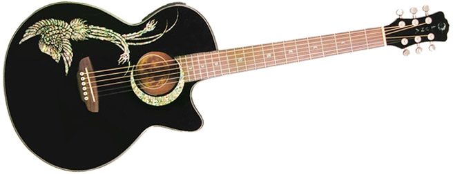 Luna Fauna Series Phoenix Acoustic-Electric Guitar, On Side