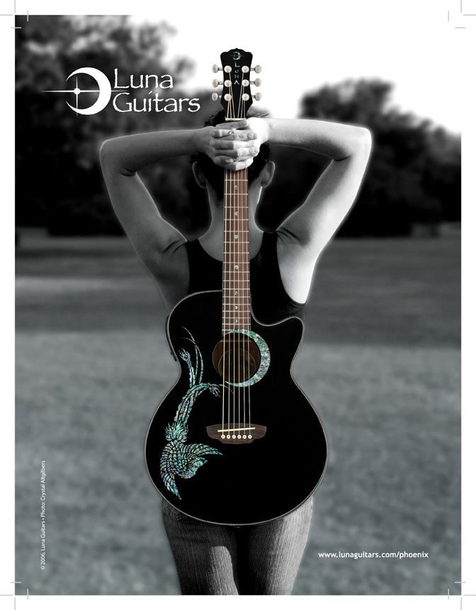 Luna Fauna Series Phoenix Acoustic-Electric Guitar, With Person