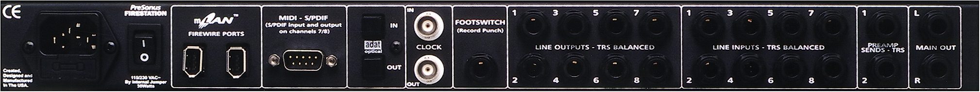 PreSonus FireStation Firewire Audio Interface, Back