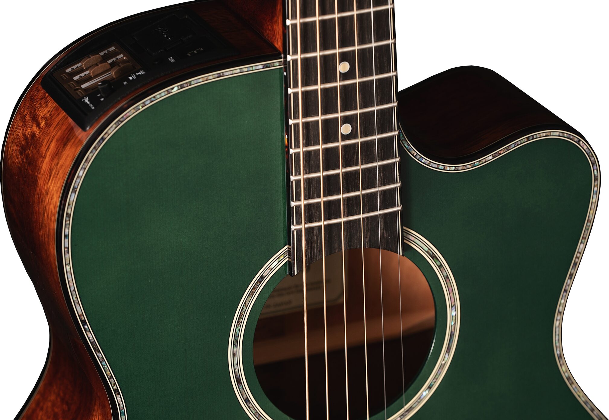 Takamine LTD2025 Limited Edition Acoustic-Electric Guitar (with Case), Evergreen, Action Position Back