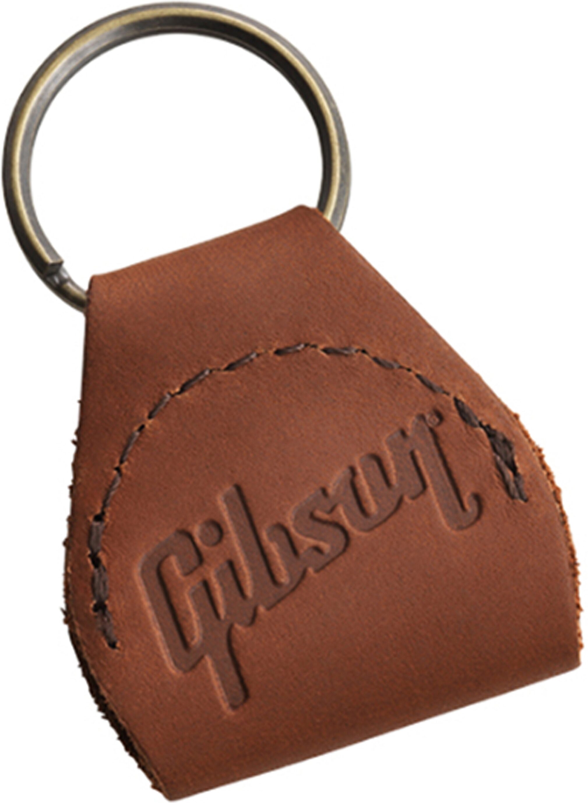 Gibson Premium Leather Pickholder Keychain, Brown, Action Position Back