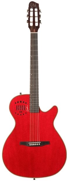 Godin Multiac Steel Duet Ambience Acoustic-Electric (with Gig Bag), Transparent Red
