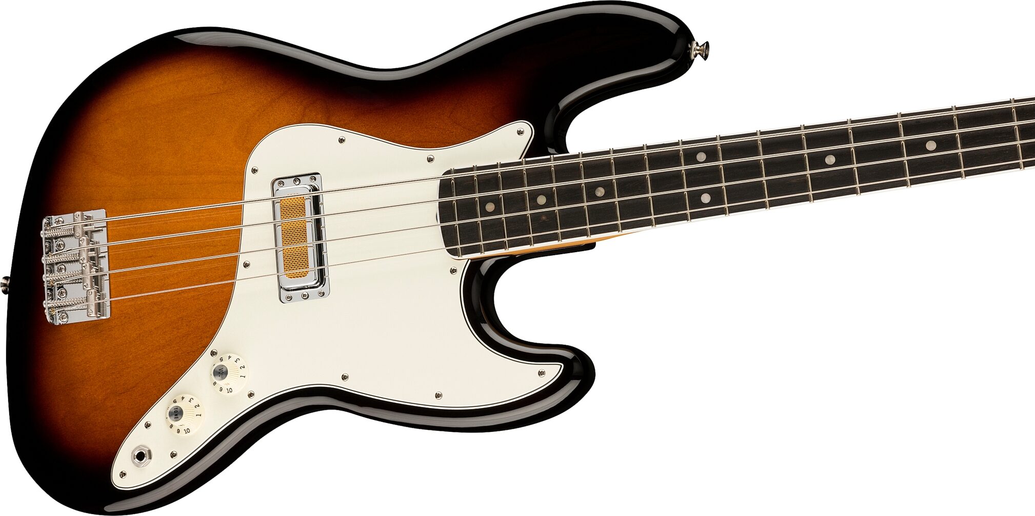 Fender Gold Foil Jazz Bass Guitar (with Gig Bag), Action Position Back