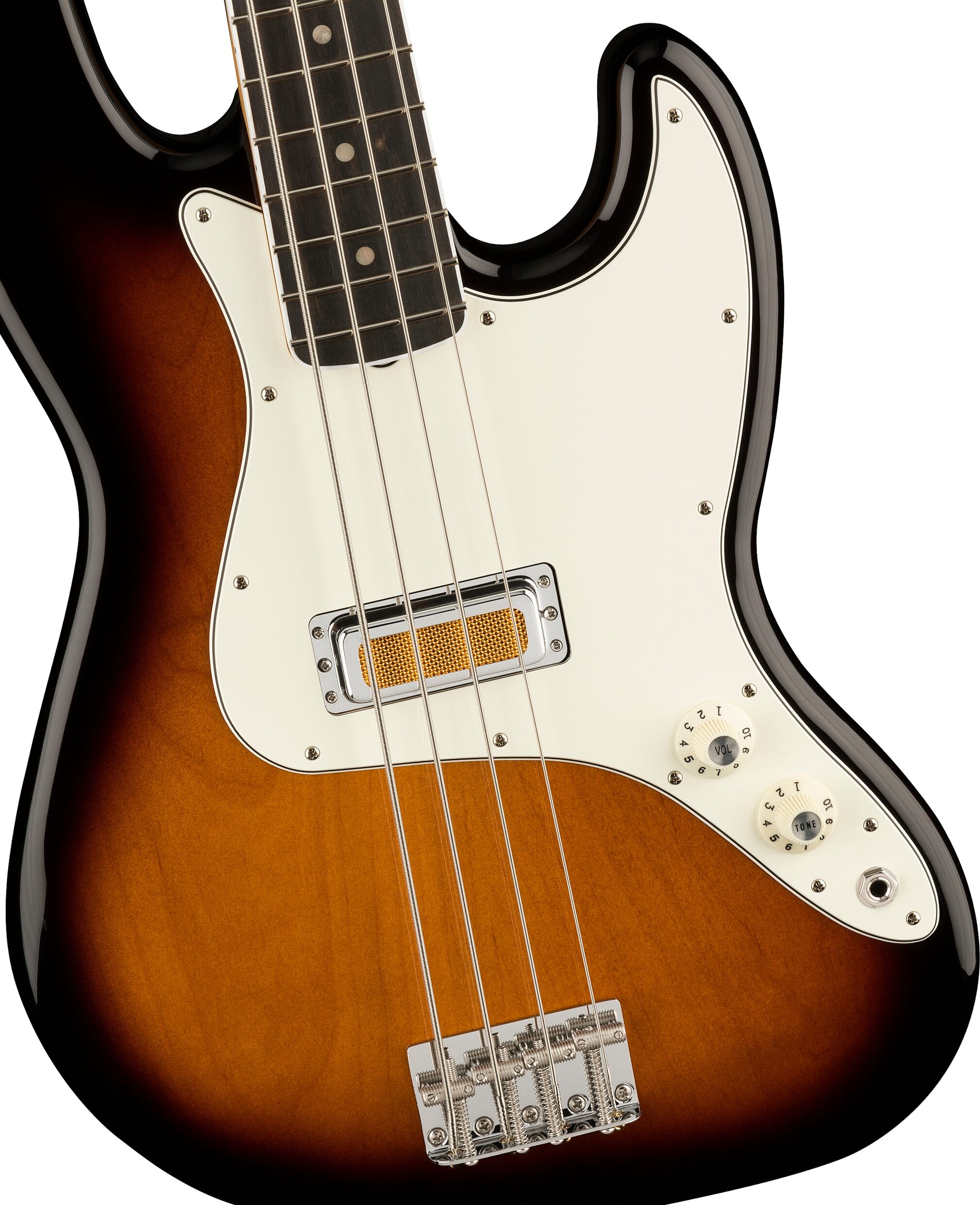 Fender Gold Foil Jazz Bass Guitar (with Gig Bag), Action Position Back