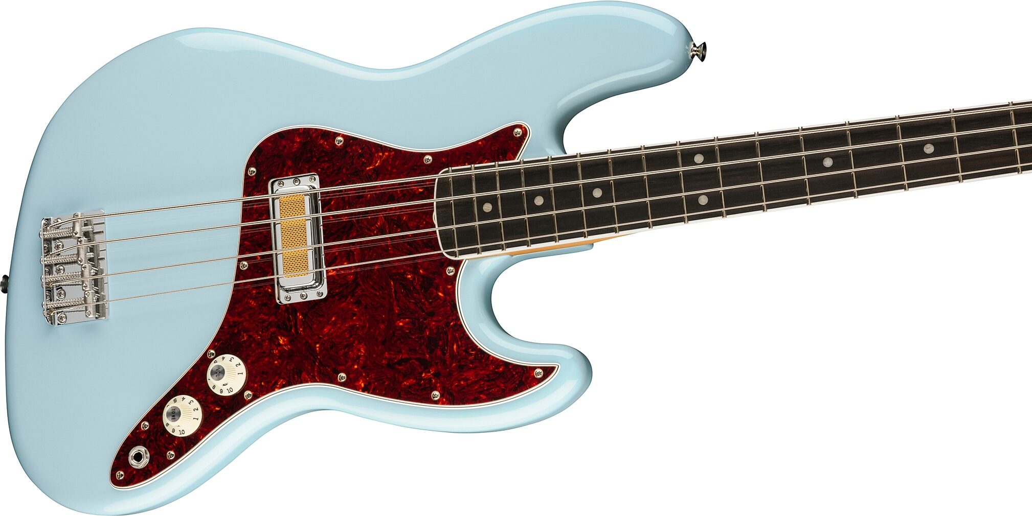Fender Gold Foil Jazz Bass Guitar (with Gig Bag), Action Position Back