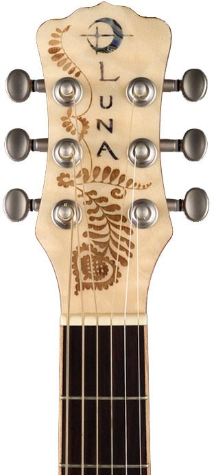 Luna Henna Paradise S Acoustic-Electric Guitar, Headstock