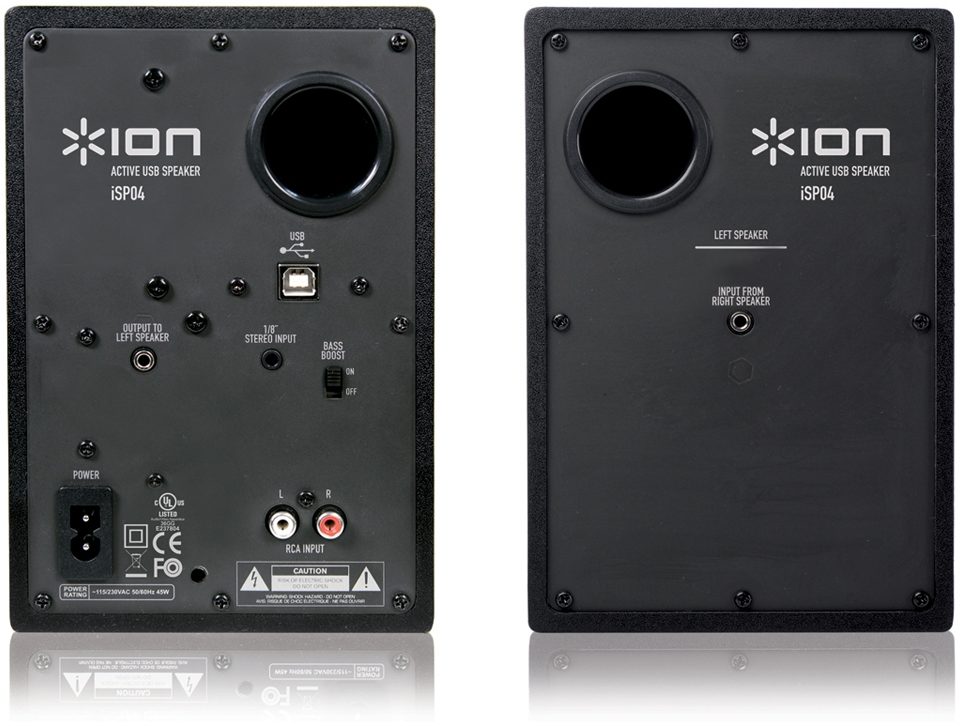 Ion Audio Desk Rocker Desktop Speakers with Recording Software, Back