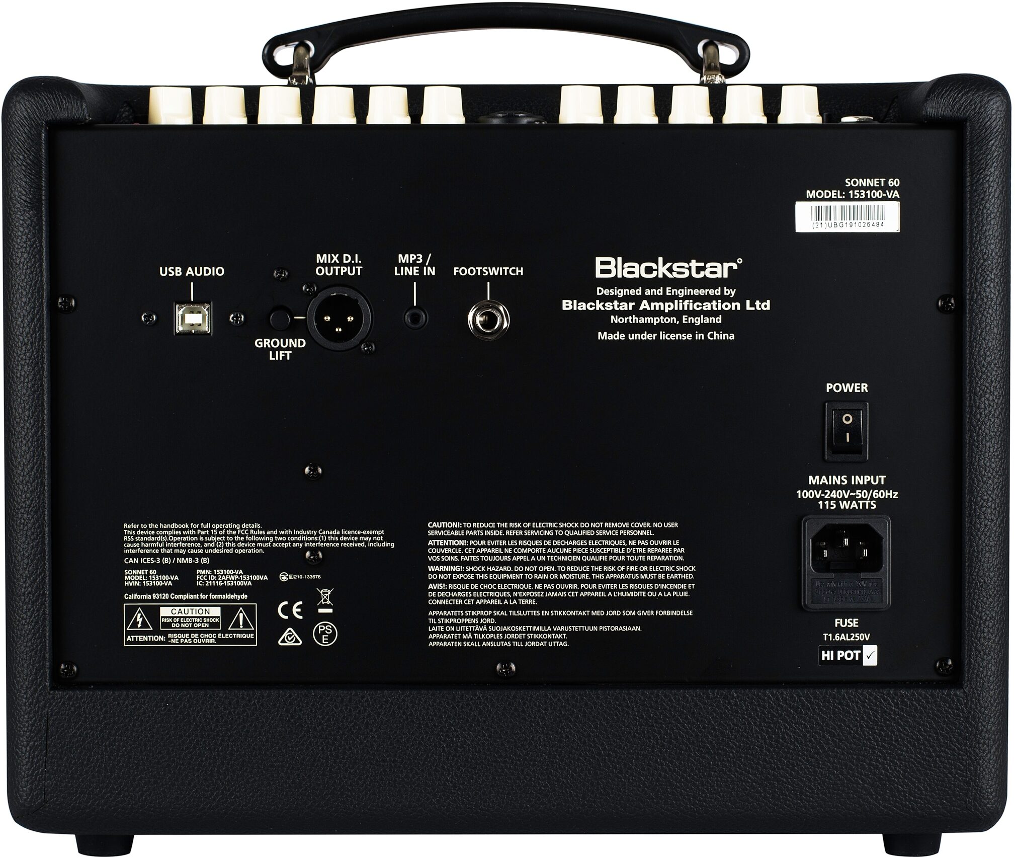 Blackstar Sonnet 60 Acoustic Guitar Amplifier, Action Position Back