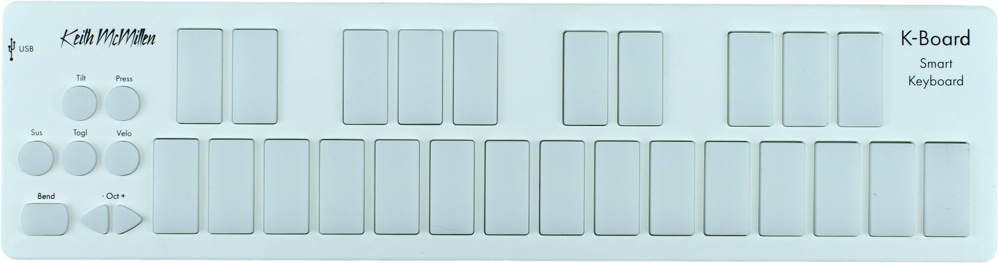 Keith McMillen Instruments K-Board-C Smart Sensor USB-C MIDI Keyboard Controller, Action Position Front