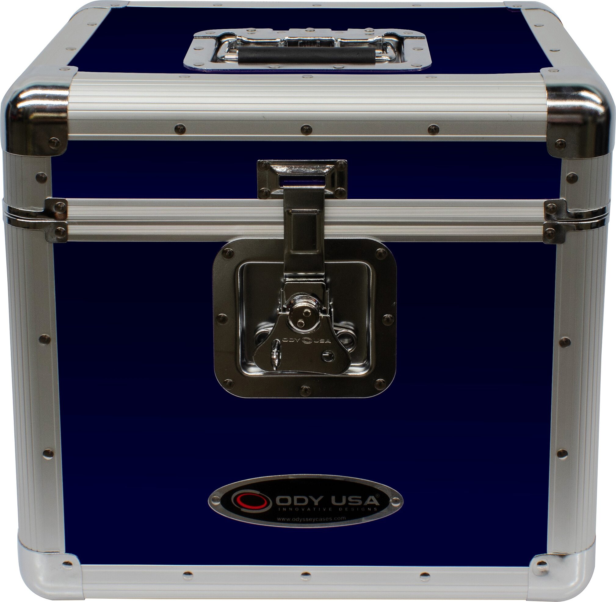 Odyssey KLP2 Stacking Record Case for 70 12" Vinyl Records, Blue, Action Position Back