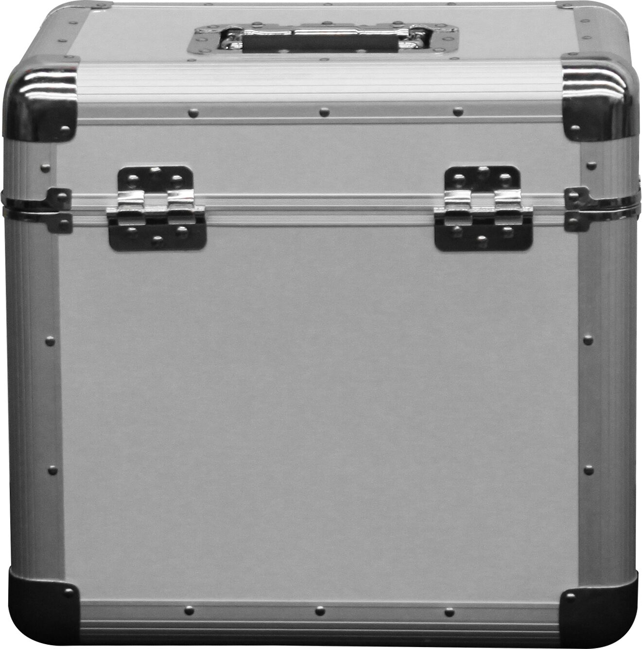 Odyssey KLP2 Stacking Record Case for 70 12" Vinyl Records, Silver, Action Position Back