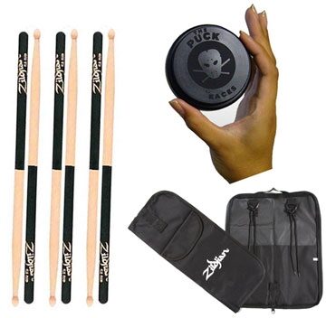 Zildjian Dip Series 5A Drumsticks, Wood Tip with Bag and Puck