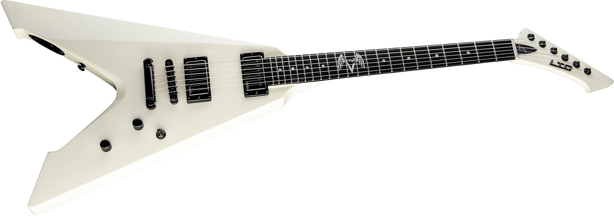 ESP LTD Hetfield Vulture Electric Guitar (with Case), Olympic White, Action Position Back