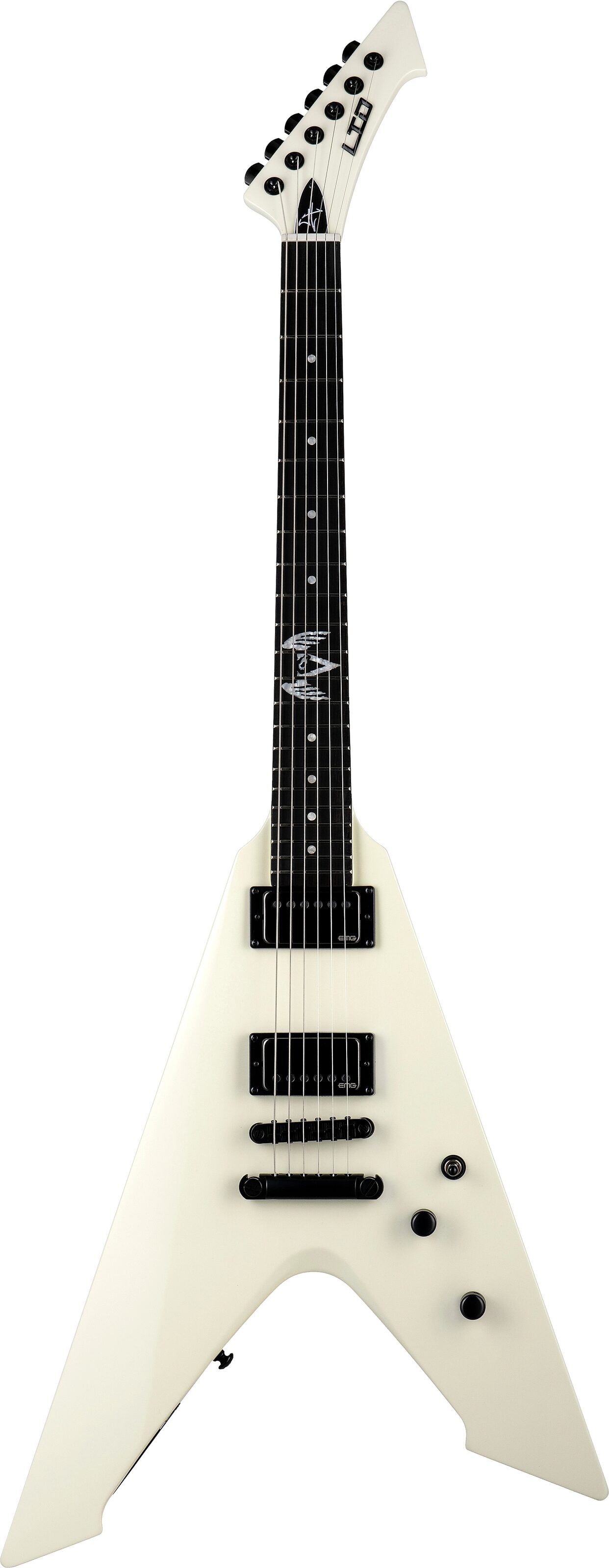 ESP LTD Hetfield Vulture Electric Guitar (with Case), Olympic White, Action Position Back
