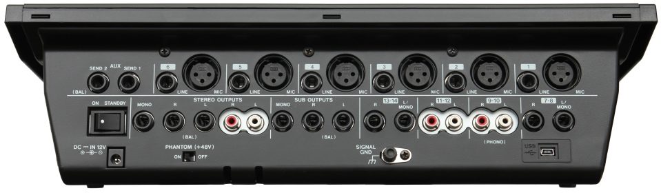 TASCAM M-164UF 16-Channel USB Mixer with Effects, Rear