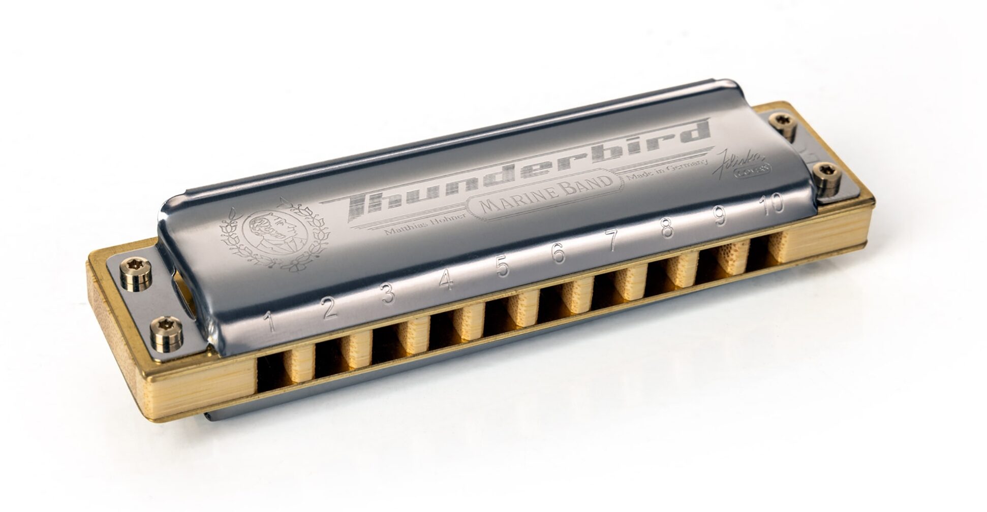 Hohner Marine Band Thunderbird Harmonica, Key of A Major Low, Action Position Back