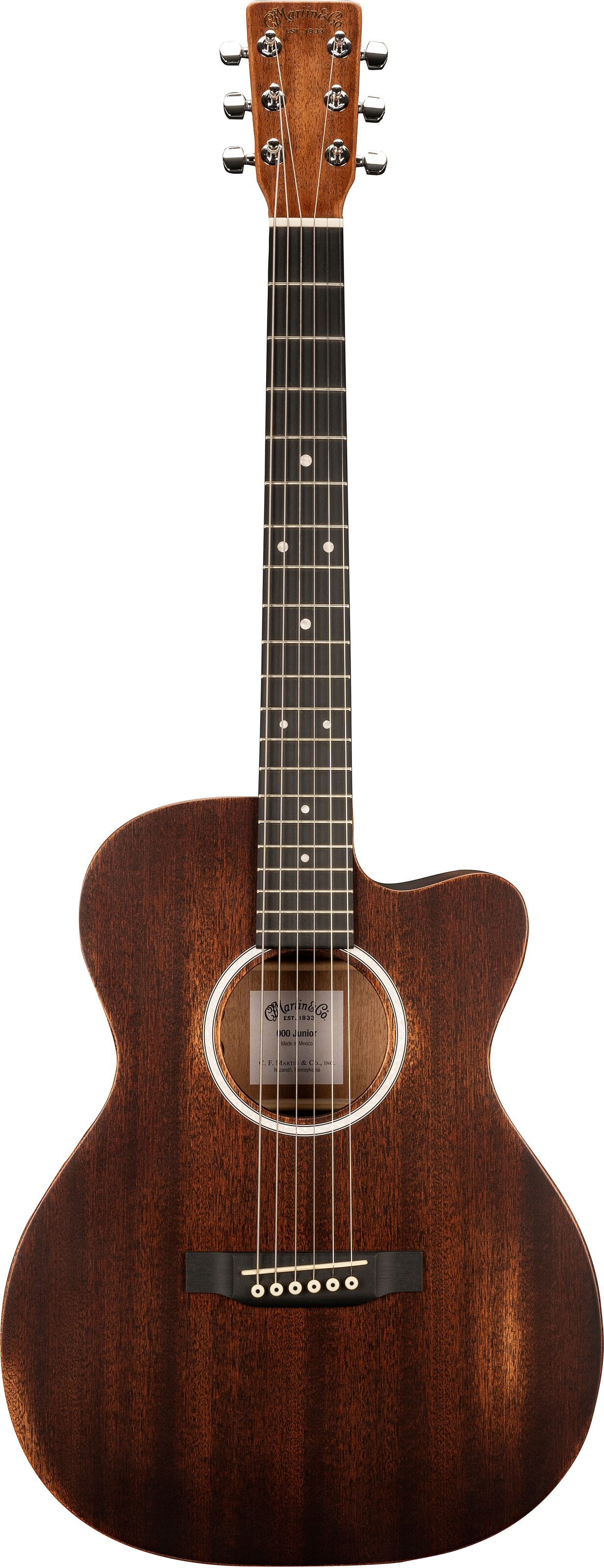 Martin 000JR-10E StreetMaster Acoustic-Electric Guitar (with Gig Bag), Action Position Back