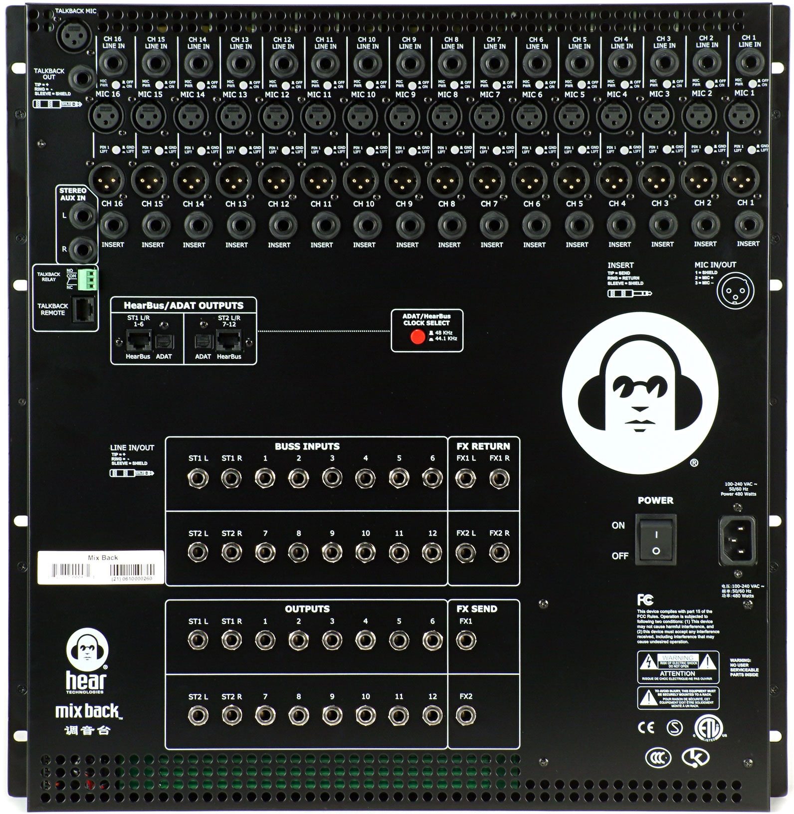 Hear Technologies MixBack Monitor Mixer, Rear
