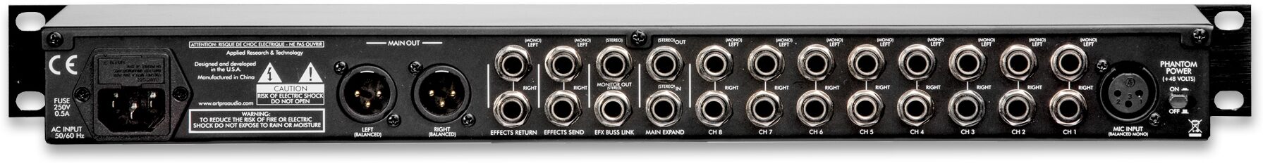 ART MX822 8-Channel Rack Mount Stereo Mixer, New, Action Position Back