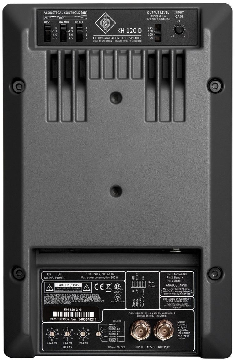 Neumann KH 120 D Digital Active Studio Monitor, Rear