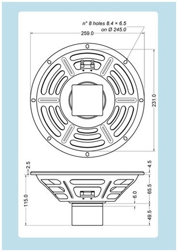 Jensen P10R Vintage AlNiCo Guitar Speaker (25 Watts, 10"), Construction Diagram