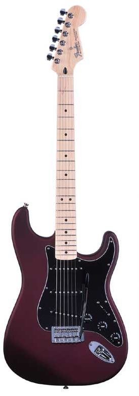 Fender Standard Satin Stratocaster Electric Guitar (Maple), Midnight Wine