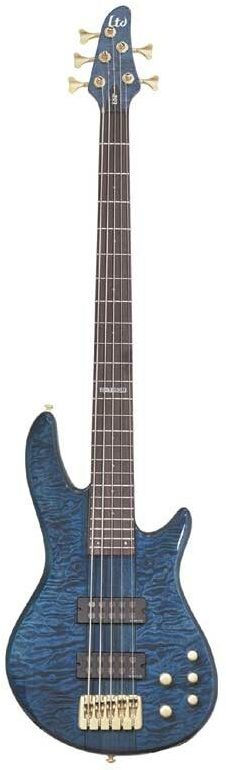 ESP C305 5-String Electric Bass Guitar, See Thru Blue