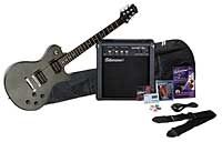 Silvertone SSL1 Electric Guitar Package, Metallic Black