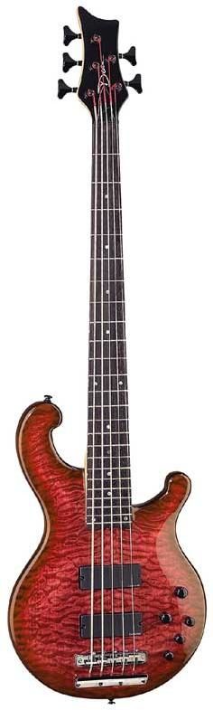 Dean Rhapsody 5-String Quilt Top Electric Bass Guitar, Red