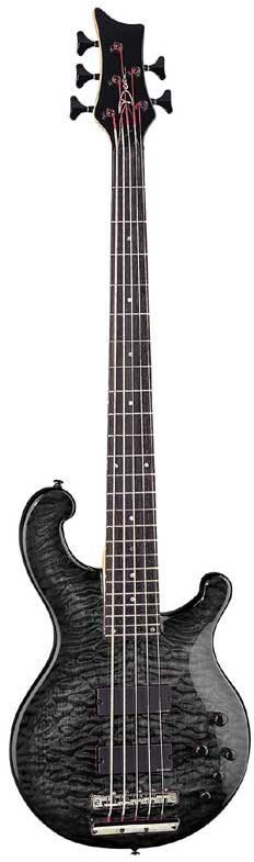 Dean Rhapsody 5-String Quilt Top Electric Bass Guitar, Transparent Black
