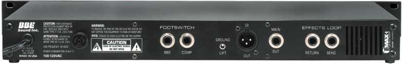 BBE BMAX-T Tube Bass Preamp, Rear