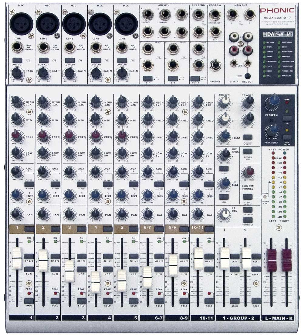 Phonic HelixBoard17 USB Mixer, Main