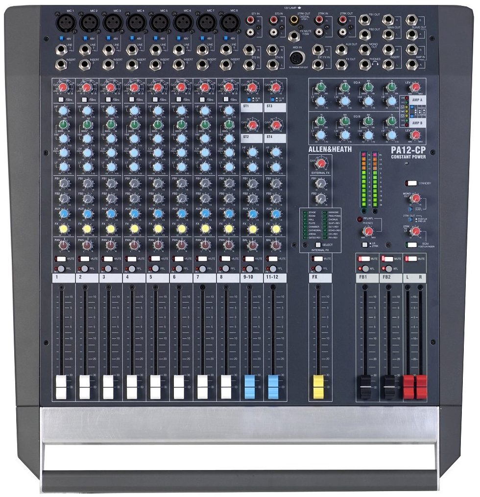 Allen and Heath PA12CP 12-Channel Powered Mixer (500 Watts), Top